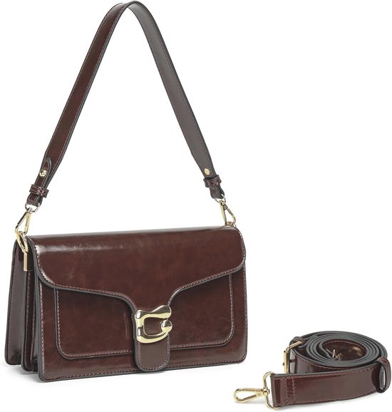 STILORD Leni Dames Schoudertas Leer Vrouwen Vintage Kleine Handtas Leer Klassieke Avondtas Partytas Tas voor Dames Echt Leder Kleur:zwart