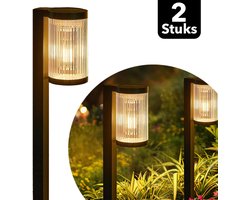 Vicon Solar Tuinverlichting op Zonne energie – 2 Stuks – 12 uur Gebruikstijd – Buitenlamp – Tuinlamp – Tuinfakkels – Lantaarn voor buiten