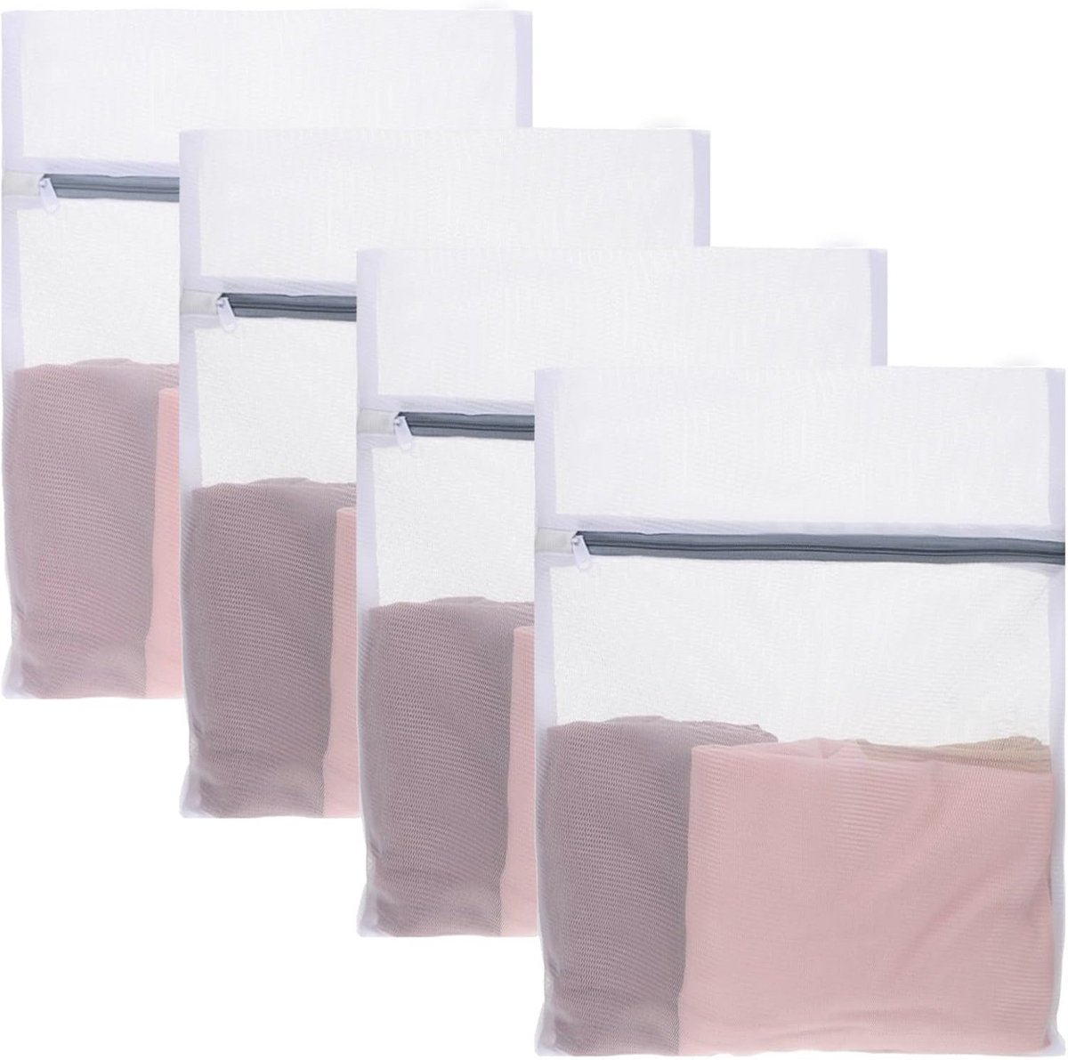 Kleine wasnetten voor wasmachine – 4 stuks, 30 x 40 cm, waszak met ritssluiting voor fijne was