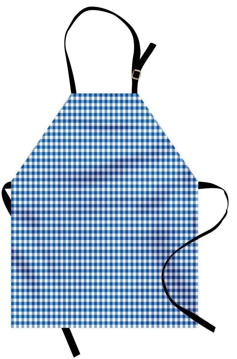 ABAKUHAUS Abstracte keukenschort, Picknicktafel-stijl, eenvoudig tweekleurig lintontwerp, overlappend keukenmotief, kleurvast, in hoogte verstelbaar, wasbaar, duidelijke digitale afdruk, violet-blauw-wit