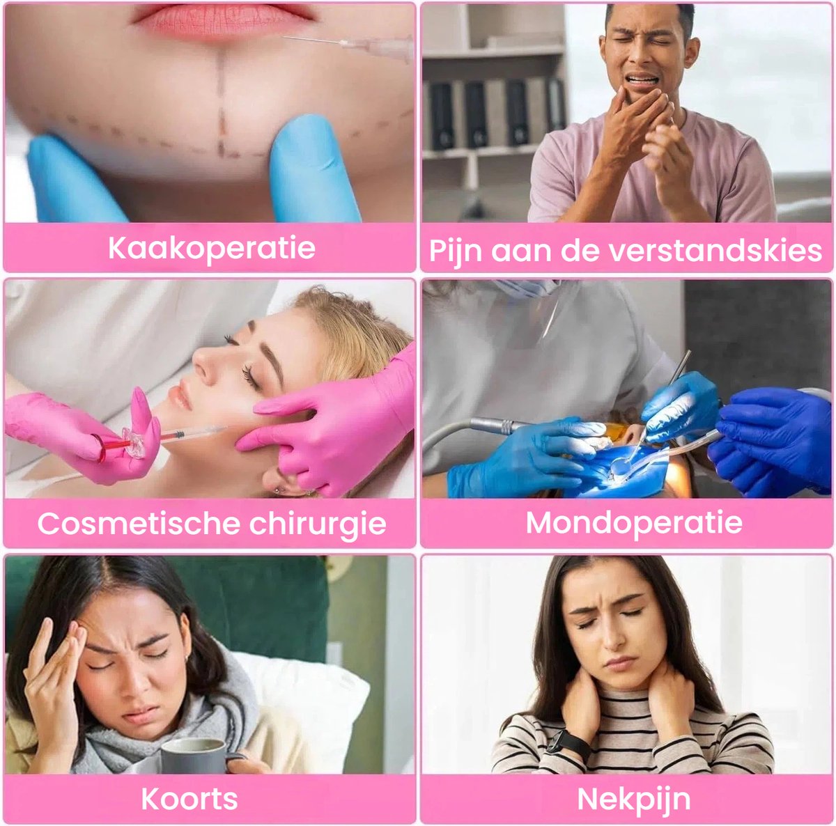 Koelkompressen en Koelpads voor Verstandskiezen - Koude en Warmte Therapie, 4 Stuks Gelpacks (Roze) — cadeau in Cadeau-ideeën - foto 3