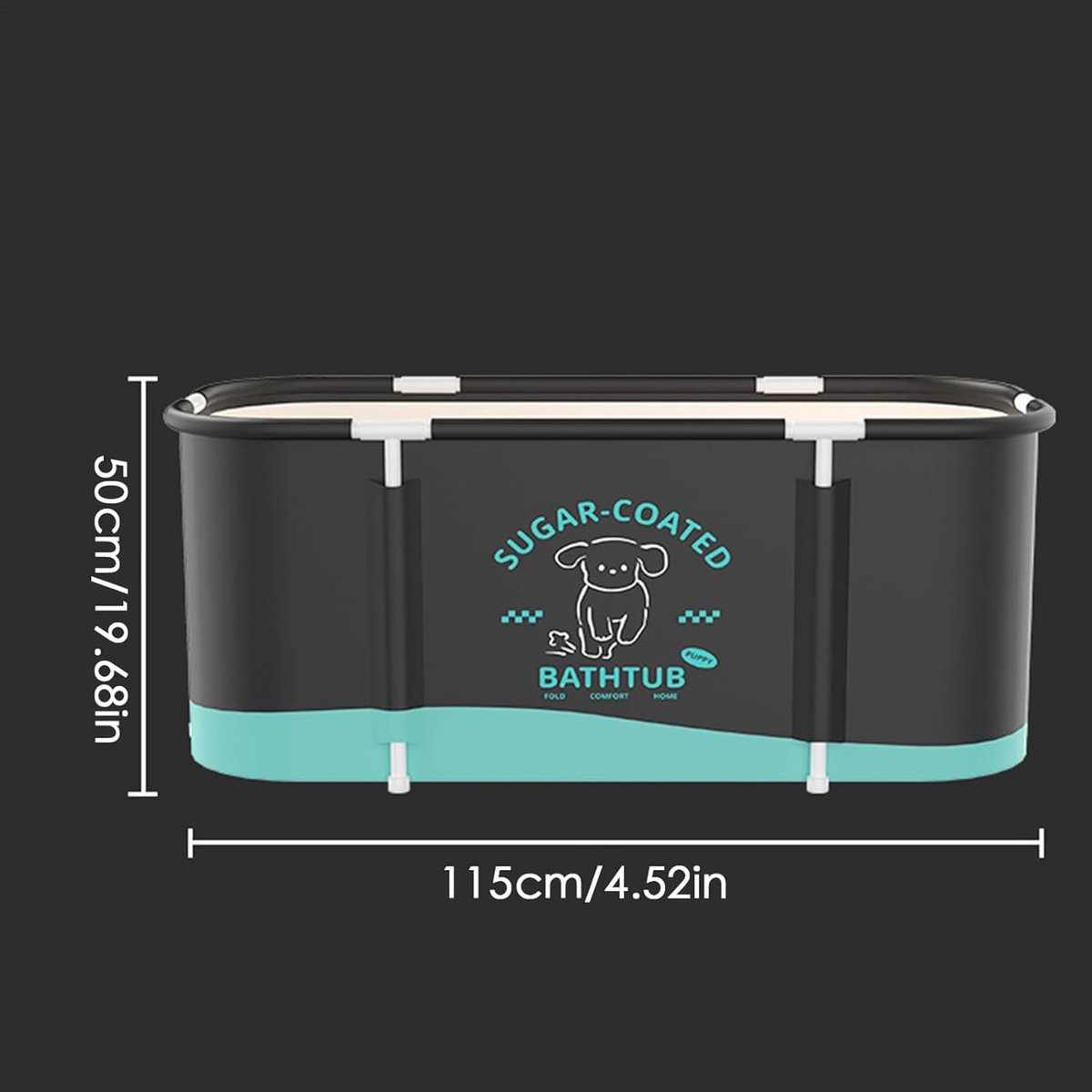 Draagbare Opvouwbare Badkuip voor Volwassenen – Industrial Home Luxe Portable Spa Tub 115 x 59,6 x 50 cm – Compact IJsbad & Warm Water Badkuip – Opvouwbare Persoonlijke Badkuip voor Kleine Badkamers, Douche, Thuis Wellness – Zwart