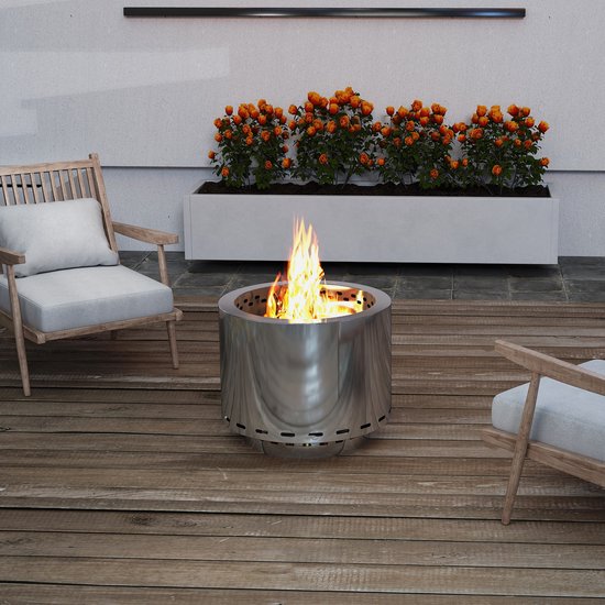 Draagbare rookvrije houtkachel Outdoor roestvrijstalen vuurschaal vuurplaats vuurton vuurkorf met tas winddicht, kampeerfornuis terrasverwarming voor kamperen BBQ ⌀49 cm, hoogte 40 cm van Merkloos — afbeelding 4