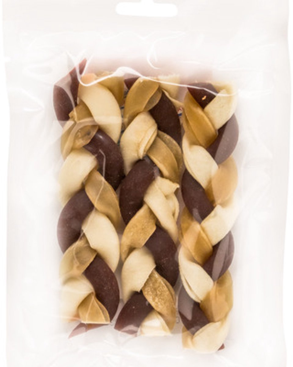 Landman Gevlechte Kauwstaaf Rund (3st) - 12cm - Hondensnacks - Hondensnoepjes - Kauwstaaf hond