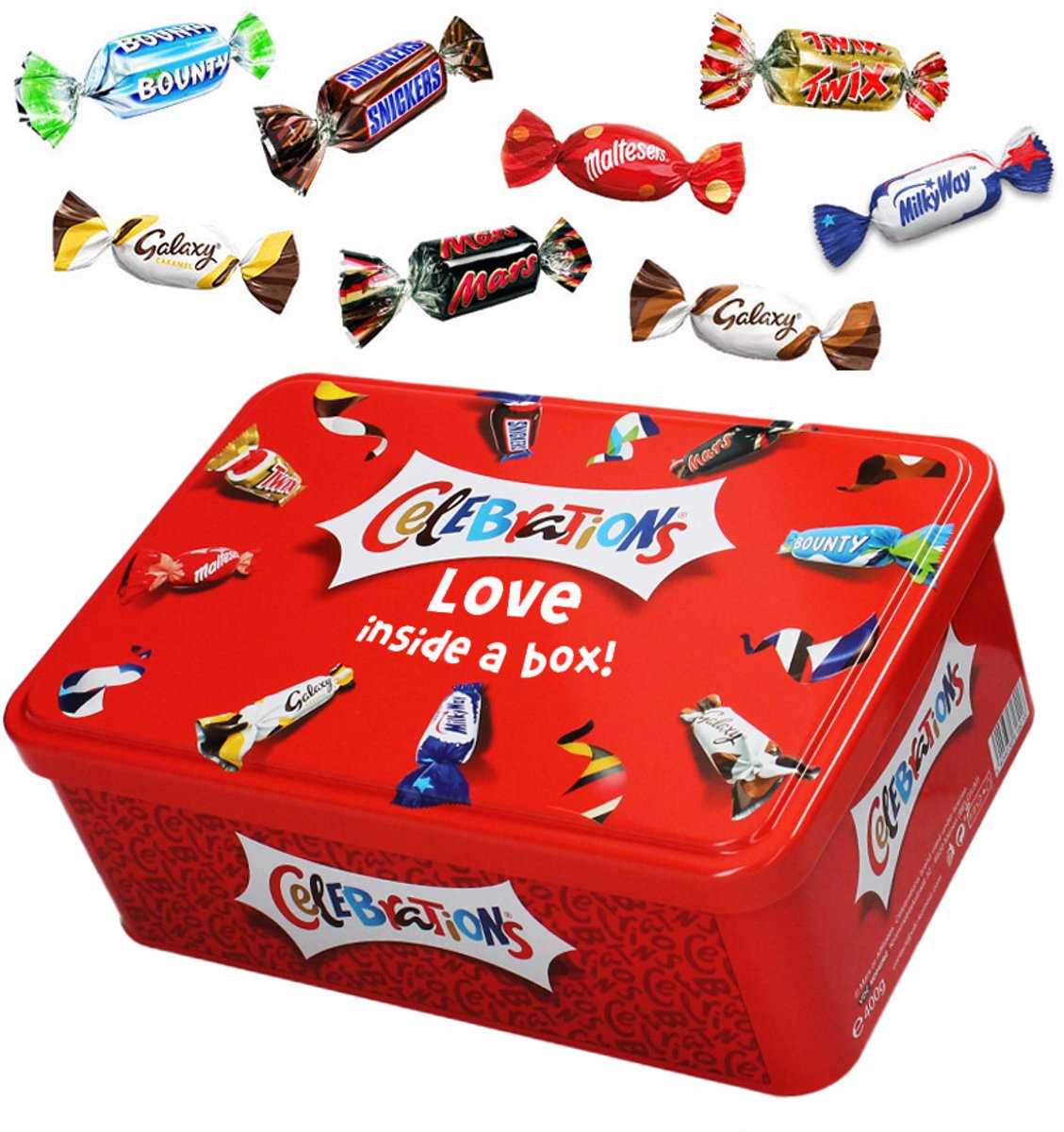 Mars Celebrations Collection Box "Love inside a box!" - chocoladecadeau - exclusieve tin blikken geschenkdoos - 400g