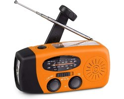 Draagbare noodradio - Noodradio - Solar opwindbaar - 2000 mAh - Radio Met Accu Batterij Voor Noodsituaties - Zaklamp - Noodradio Op Batterijen - Noodpakket - voor thuis/buiten/kamperen en reizende aardbeving - oranje