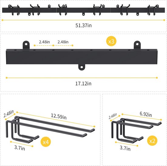 Gedotec Metalen ladderhaken, wandhaken, garage, zware lasthaken