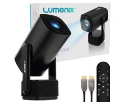 Lumenix® GO Mini Beamer - Thuisbioscoop - Android 11.0 - WiFi 6 & Bluetooth 5.2 - Voor iOS en Android - Draagbaar en Draadloos met accu - Zwart