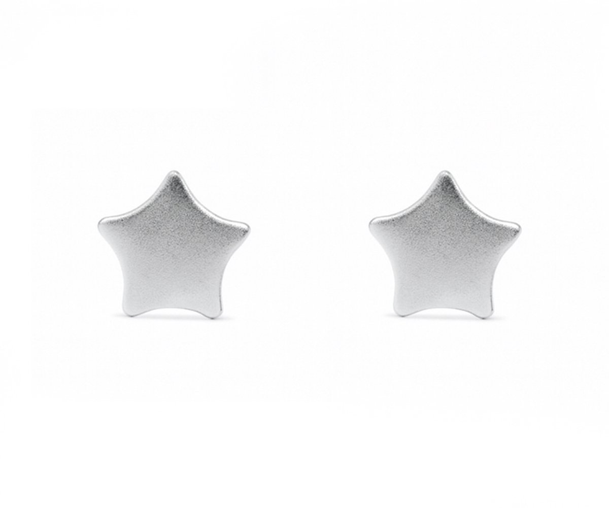 Zilveren oorknopjes ster 9mm