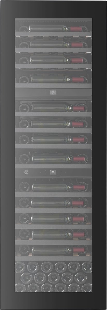 Nestor M Inbouw Wijnkoelkast NWVE395GN1 - 3 zones - 2 inverter compresseurs - PushOpen - Geventileerd - 3 kleuren LED - Koolstoffilter - 36 dB