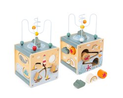 Houten Activiteitenkubus 5-in-1 - Baby Activiteitentafel - Montessori Speelgoed - Educatief Houten Speelgoed 2-6 Jaar - Ocean Game Box - Vormsorteren - Kralenspiraal - Puzzel
