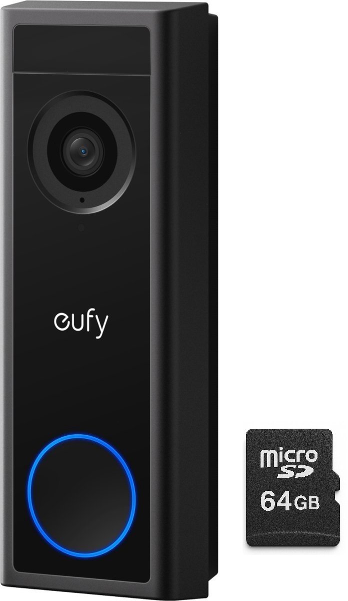 eufy C30 2K Draadloze Video Deurbel 2K FHD - Accu Zwart + MicroSDXC 64GB - geen Homebase nodig - Bundel - eufy - €79,00