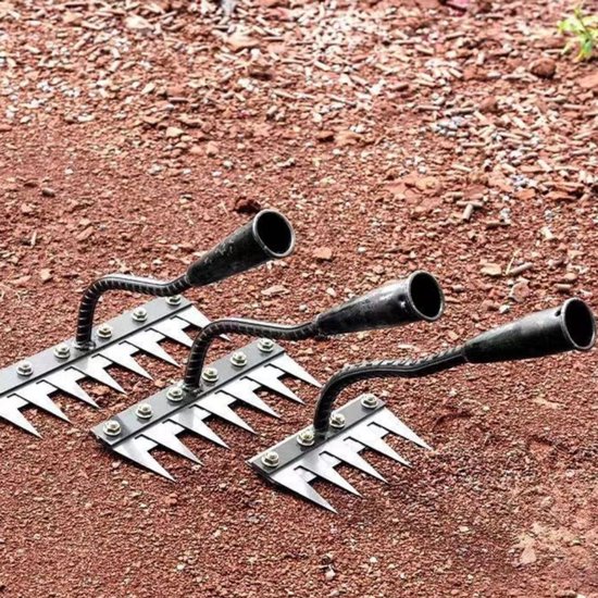 1 stuk - Tuingereedschapset - Harken - Onkruidhark - Verwijderbare Onkruid Hark - Multifunctionele Steel Gras Hark - Ontginnings Hark voor Tuinieren met Verwisselbare Koppen - Zilver van Merkloos	 — afbeelding 2