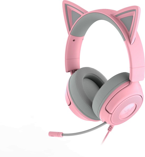 Hoofdtelefoon Roze Gaming Headset met Verwijderbare Kattenoren, met Surround Sound, Lichte Ruisonderdrukking Intrekbare Microfoon Hoofdtelefoon Roze Gaming Headset met Verwijderbare Kattenoren, met Surround Sound, Lichte Ruisonderdrukking Intrekbare Microfoon