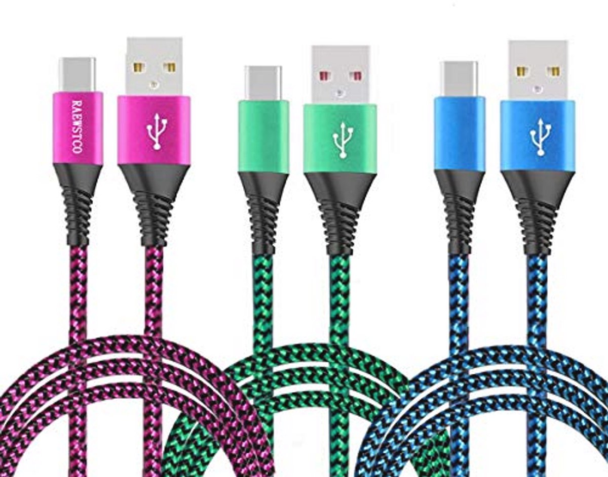 USB Type-C Oplaadkabel 3A/5A - Ultra Snelle Nylon Gewoven Kordon (2M+2.5M+3M)