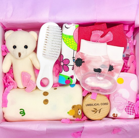 Kraamcadeau Baby Girl- Complete Kraambox- Baby & Mama Verzorgingsbox - 13 delige Luxe Giftset - Maternity Care Box