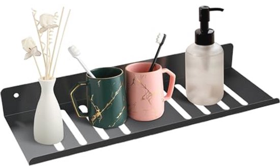 Wandplank Zwevende Plank Met Metalen Rooster, Wandplank Met Haken Handdoekenrek Wandkast Zwevend Woondecor
