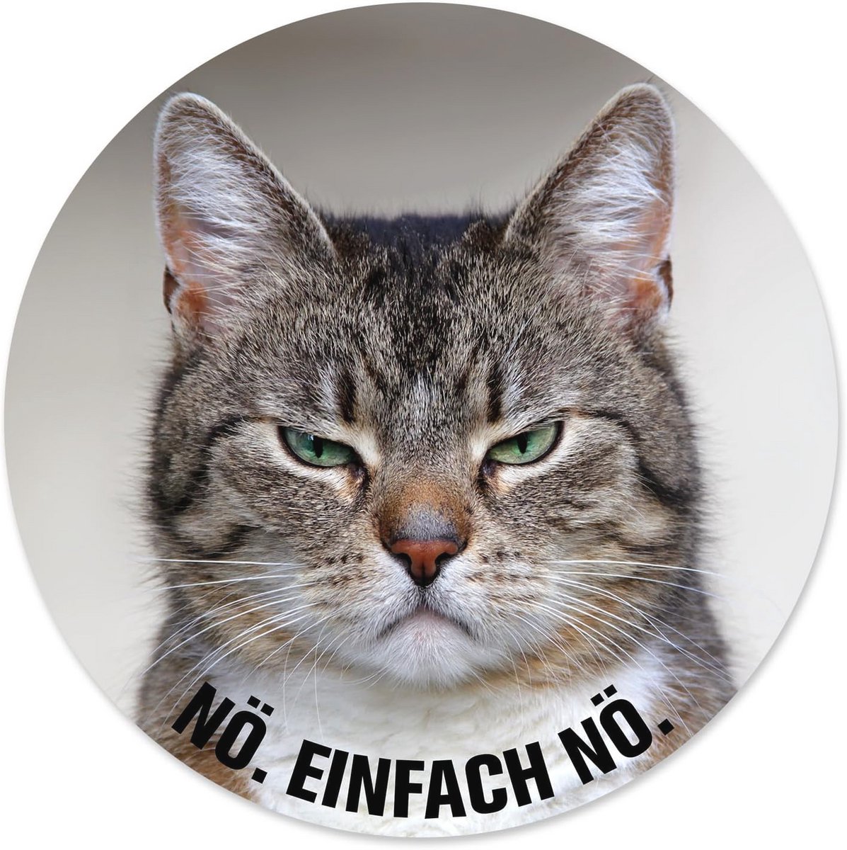 Ronde Muismat met Kattenmotief en Spreuk - Ø 22 cm - Antislip en Praktisch