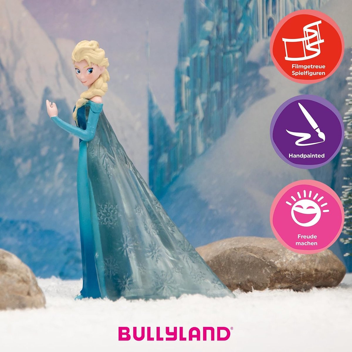 Bullyland 12961 – Speelfiguur en verzamelfiguur Elsa uit Frozen – ca. 11 cm – levensecht en detailrijk vormgegeven – ideaal als taartfiguur en klein cadeautje voor kinderen vanaf 3 jaar. — afbeelding 4