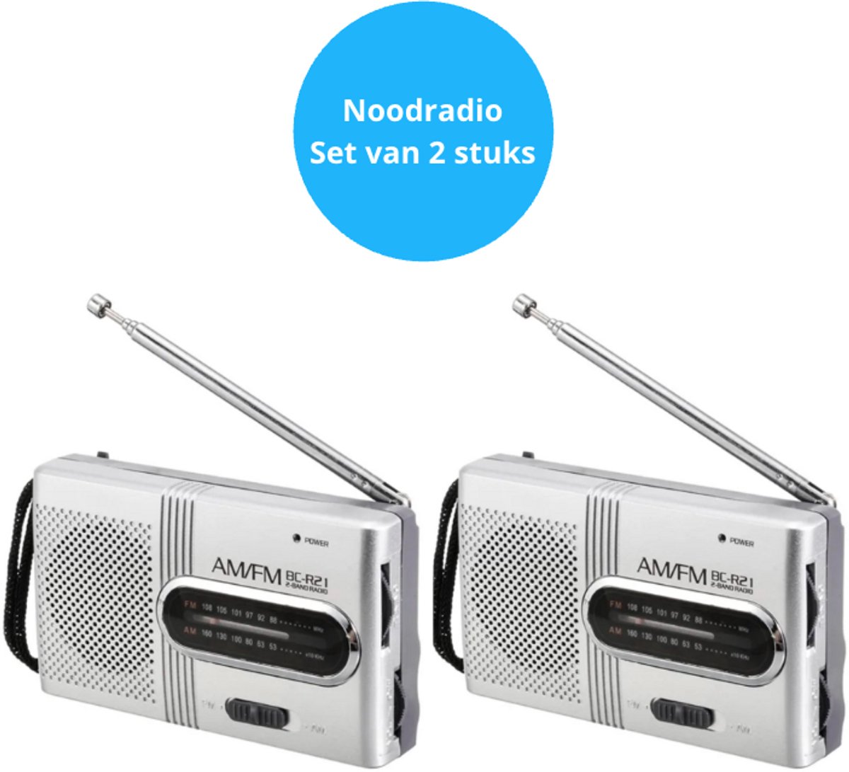 2 stuks Draagbare Noodradio - Noodradio - Noodpakket Must Have - Radio op Batterijen voor Rampen