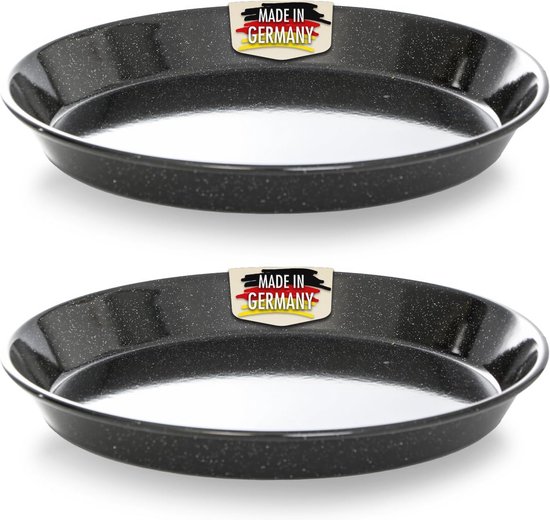 culinario Set van 2 emaille pizzaplaat/uientaartplaat, 30 cm, rond