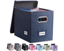 Opvouwbare Decoratieve Linnen Archiefopslag - Hangende Mappen Kantoorkast voor Letterformaat - Marineblauw