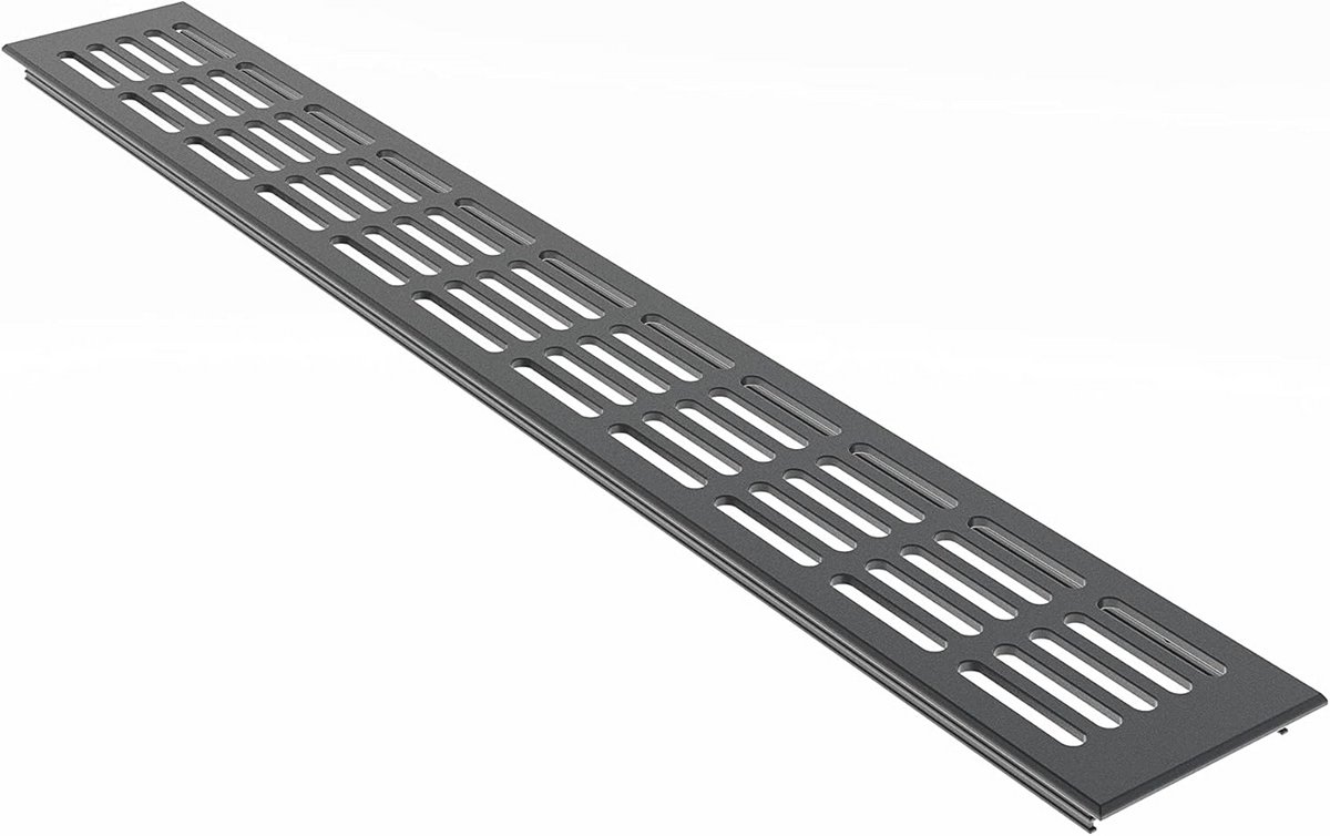 Ventilatierooster 80 mm breed antraciet RAL7016 voor badkamerventilatie
