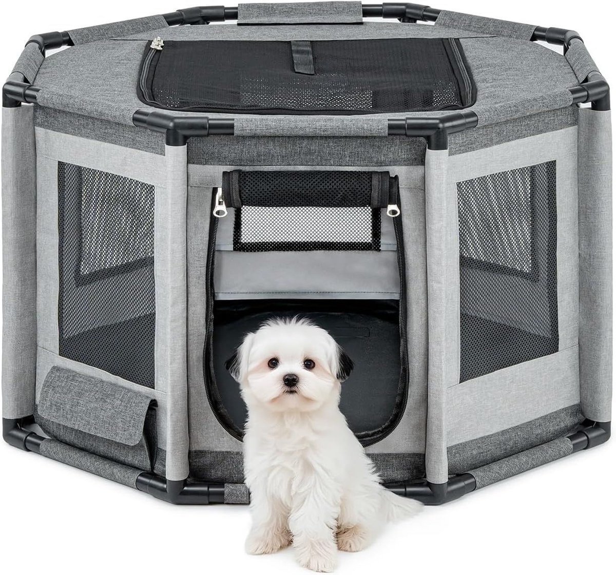 SNJY® Puppyren - Hondenren - Hondenkennel - 72x72x43 cm - Grijs