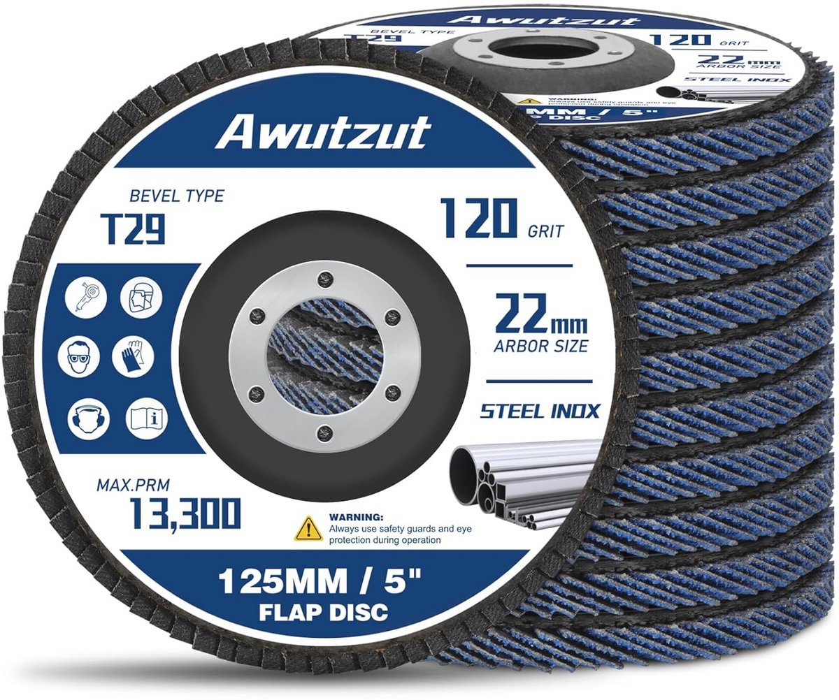 Lamellenschijven 125 mm, 120 korrel voor haakse slijper - 12 stuks
