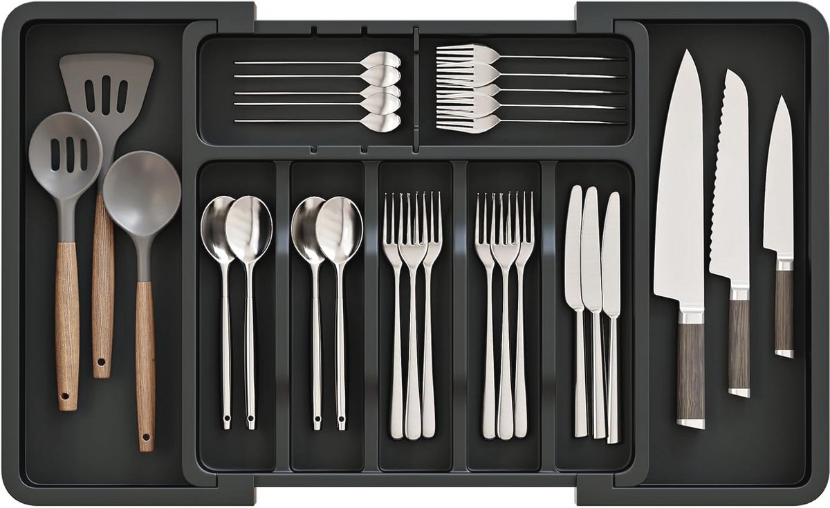 Lade Organizer Zilverwerk - Zwart