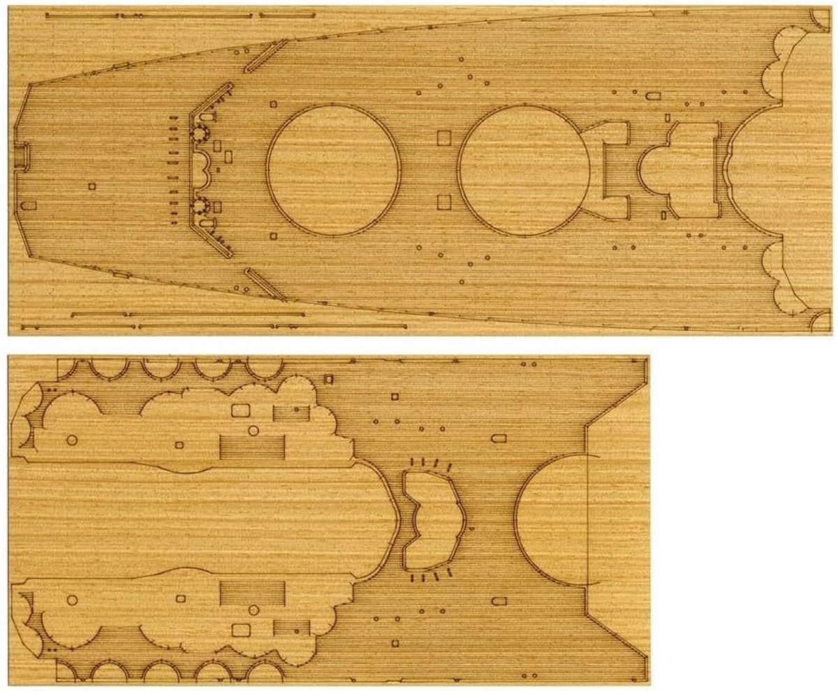 Houten Dek Decoratie voor 1:350 Schaal WWII Slagschepen