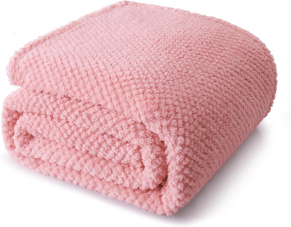 Zachte en Pluizige Knuffeldeken - Warme Woondeken voor Alle Seizoenen - 220 x 240 cm - Roze