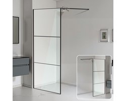 Douchewand 100 x 200 cm - Zwart – Inloopdouche 5 mm Veiligheidsglas wandmontage voor veiligheid