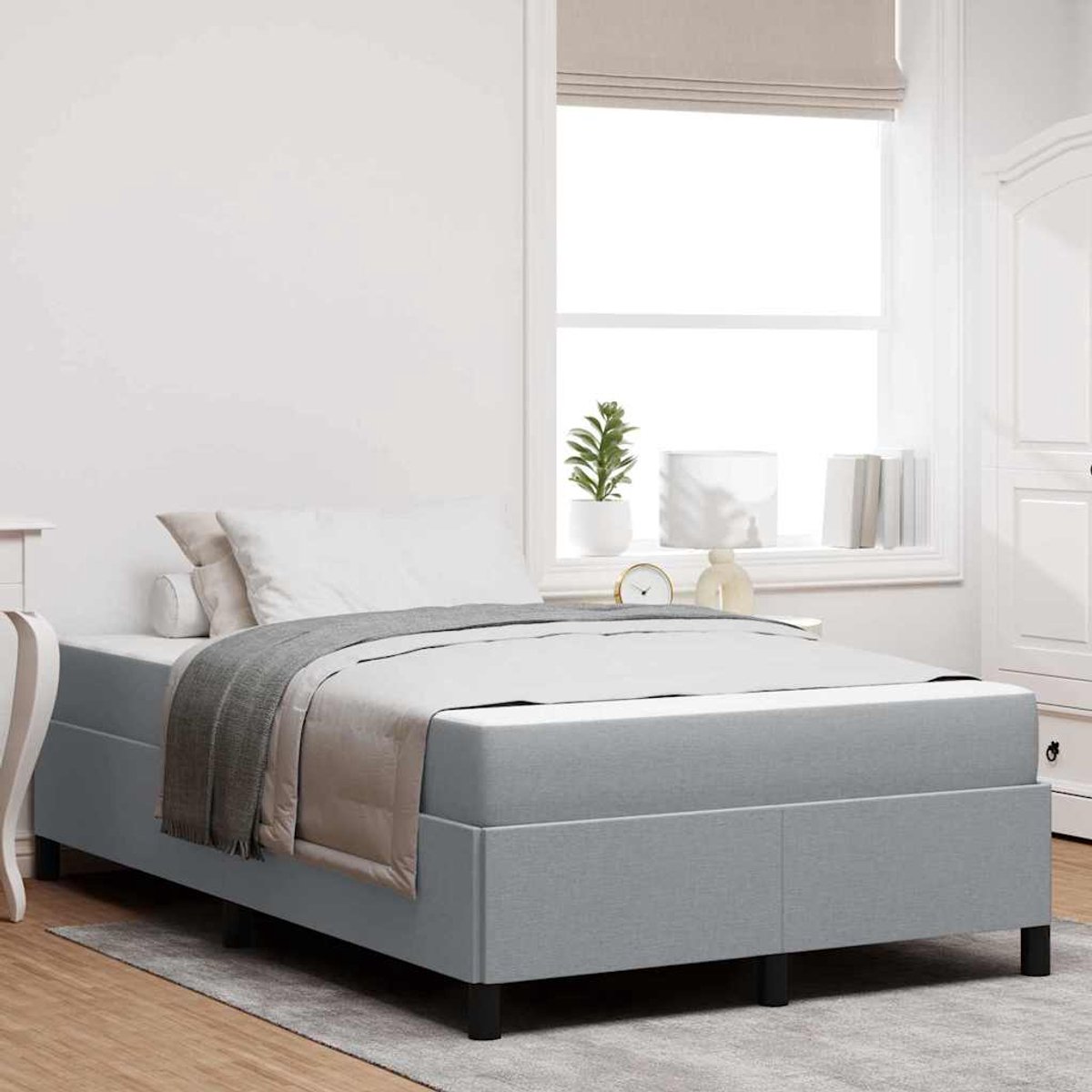Tweepersoonsbed | Dubbelbed | Volwassenenbed | Boxspring bed Lichtgrijs en zwart 120 x 190 cm