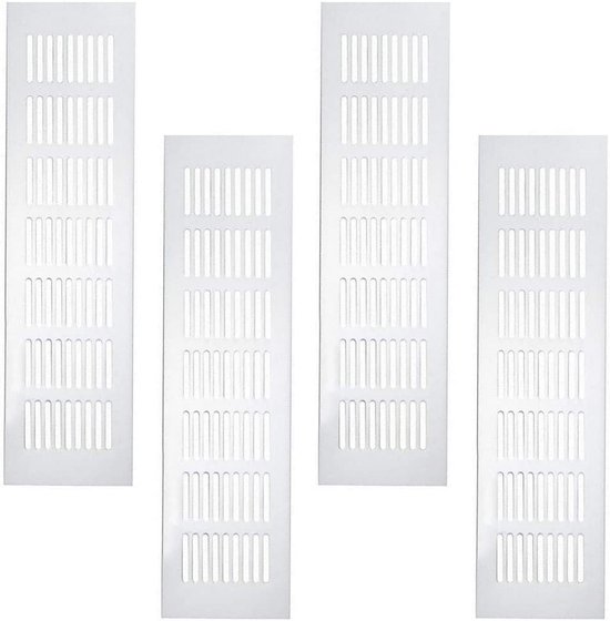 WJUAN 2 stuks aluminium ventilatierooster 300x80mm zilver rechthoekig - ventilatierooster voor kasten, slaapkamers en deuren