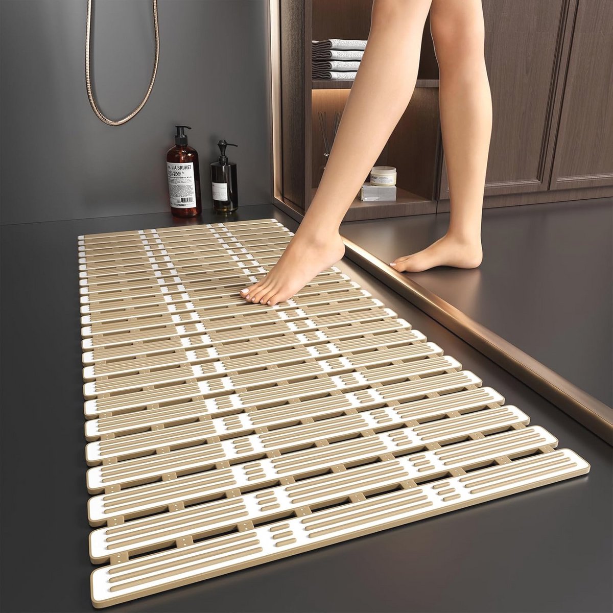 Antislip Badmat 90 x 40 cm - Rubberen Douchemat met Zuignappen, Machinewasbaar