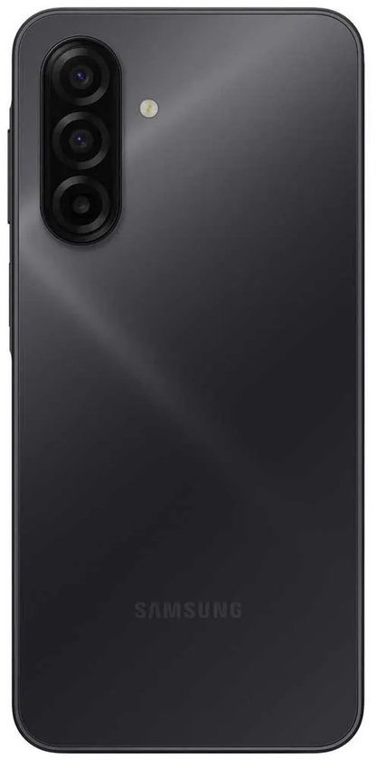 Zwarte Samsung smartphone, achterkant met drievoudige camera.