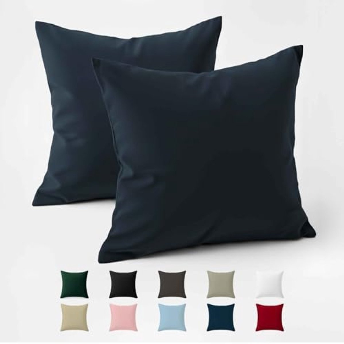 PromoHome Katoenen Kussenslopen Set van 2 - Blauw - 60x60 cm - Ademend en Duurzaam