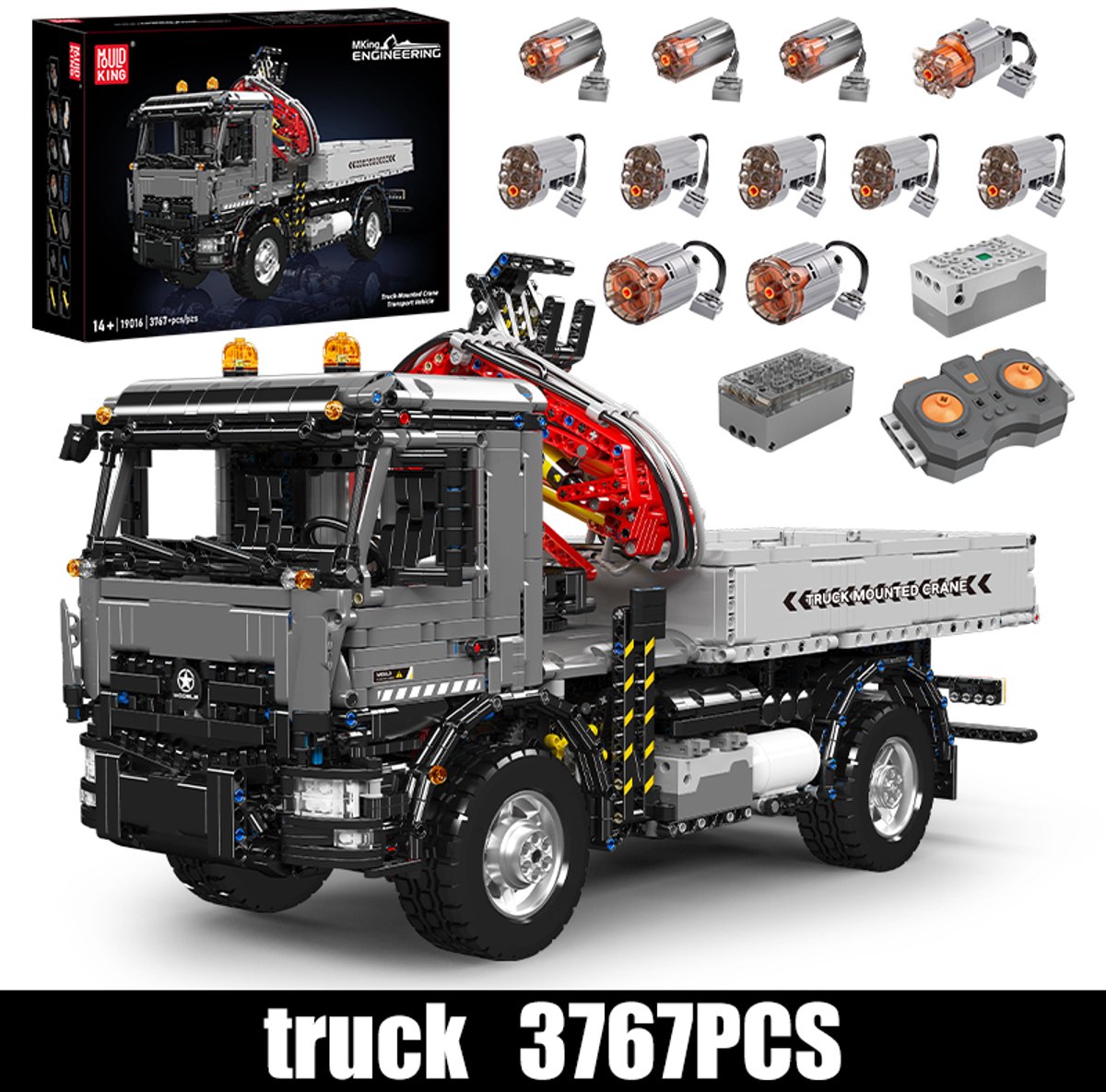 Mould King 19016 – Vrachtwagenkraan – Transportvoertuig – Bouwpakket – Gemotoriseerd – Technic Serie