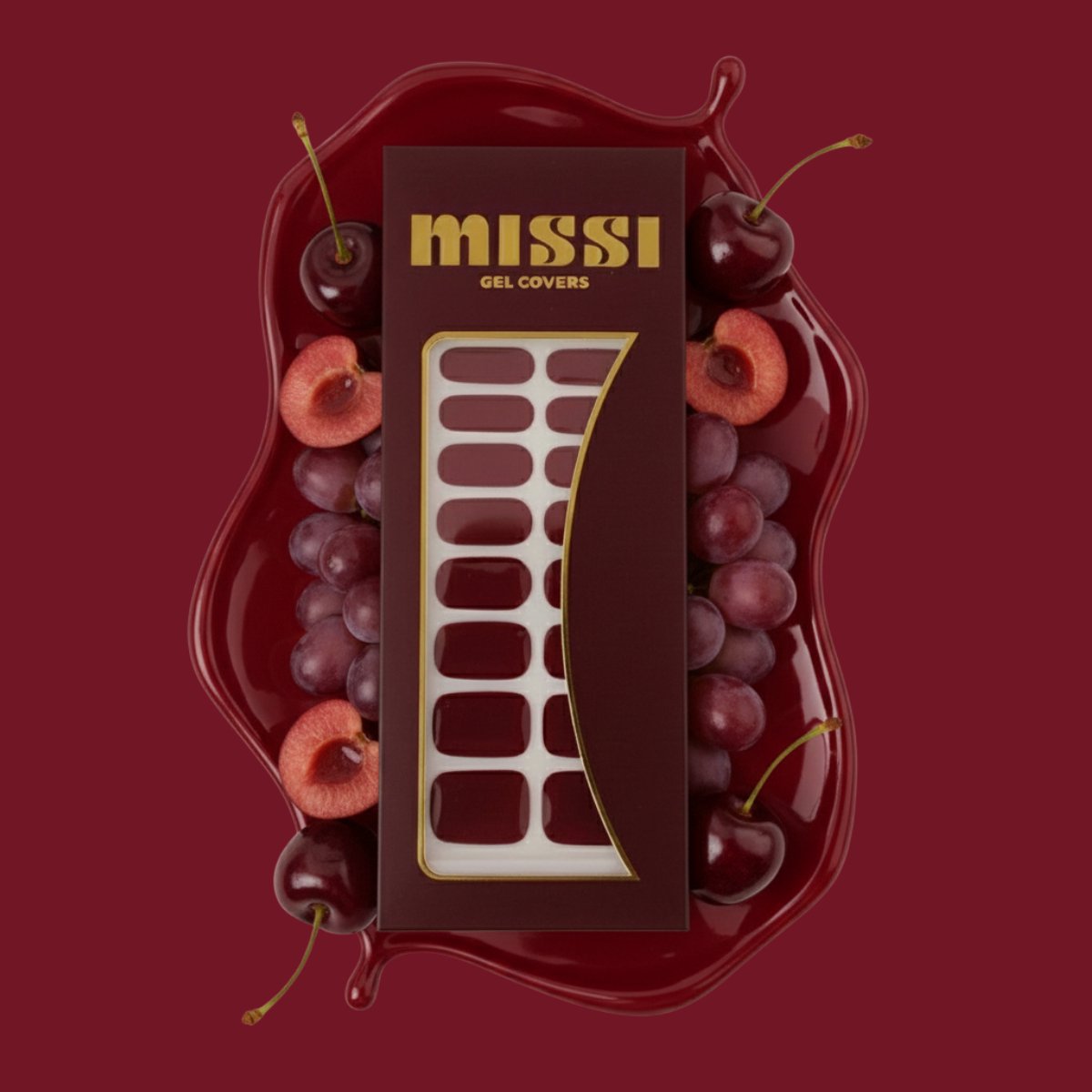 MISSI - Nagels - Nagelstickers - UV-vrije Gel Wraps - Nail Art - Zonder Droogtijd - 22 stickers - Merlot