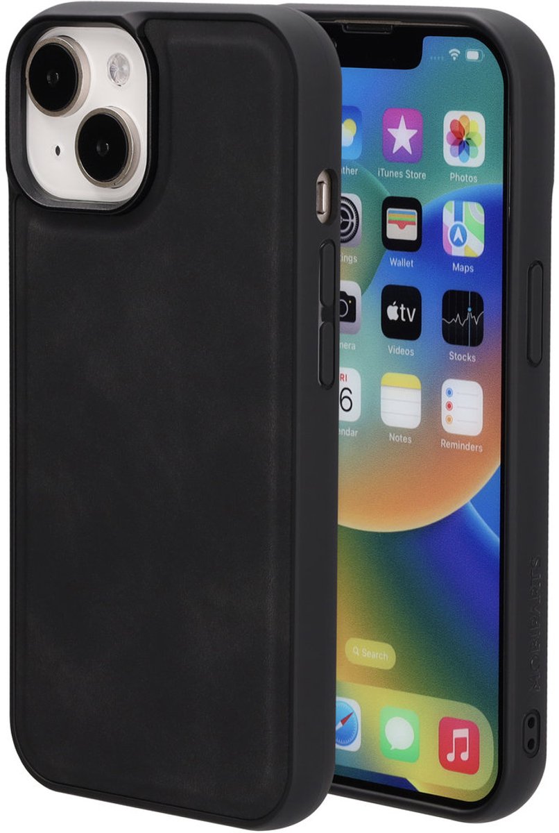 Mobiparts Hoesje geschikt voor Apple iPhone 15 MagSafe Telefoonhoesje TPU,Kunstleer | Mobiparts Classic Backcover | Geschikt voor MagSafe | Geschikt voor Draadloos Opladen met Magnetische Ring | Geschikt voor MagSafe Case - Graphite Black | Zwart