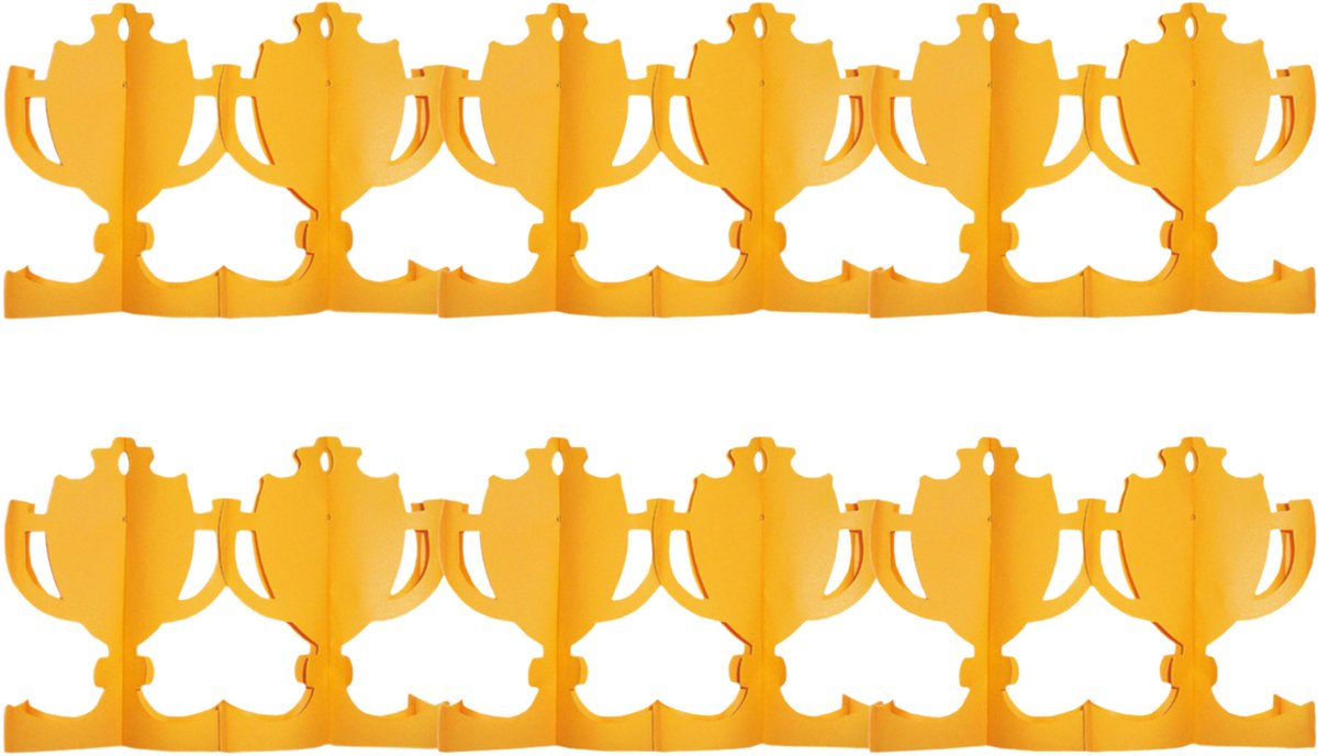 Voetbal cup slinger - 2x - oranje - papier - 4 meter - brandvertragend - EK versiering - feestversiering - voetbalfeest