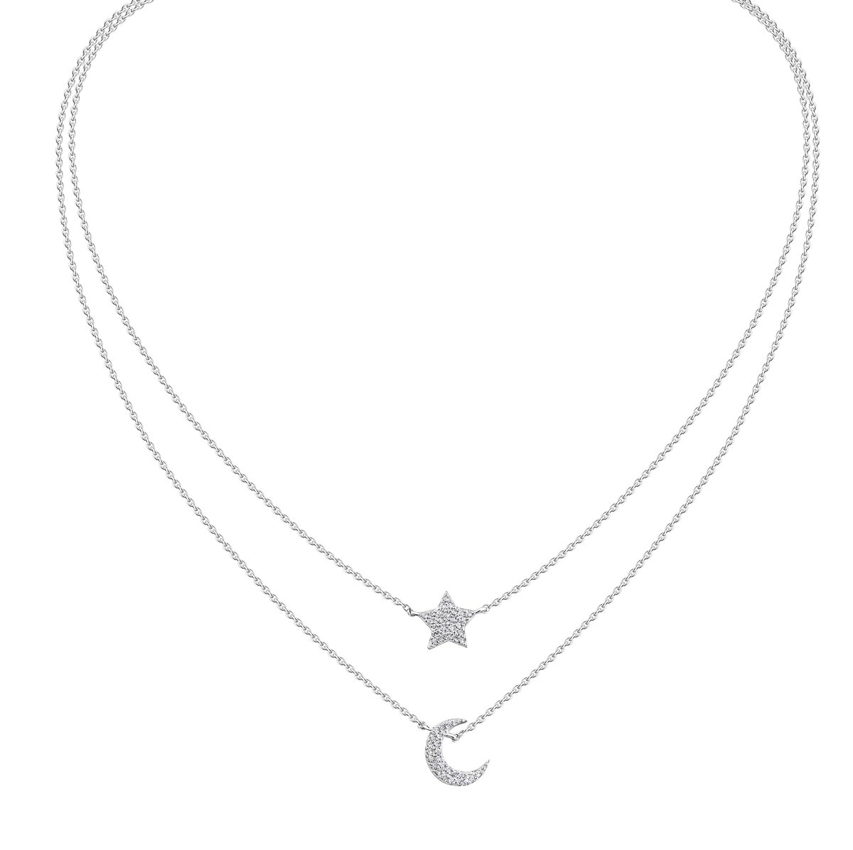 Celesta Silber Collier 925 Silber rhodiniert Zirkonia