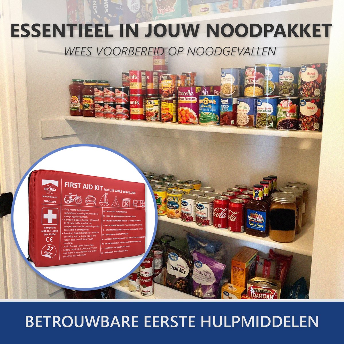 ELRO EHBO1500 EHBO Kit Noodpakket & Auto 37-delig – Inclusief Veiligheidsvest – Voldoet aan DIN13164 en Europese regelgeving - Verplicht in o.a. Duitsland en Frankrijk – foto 8