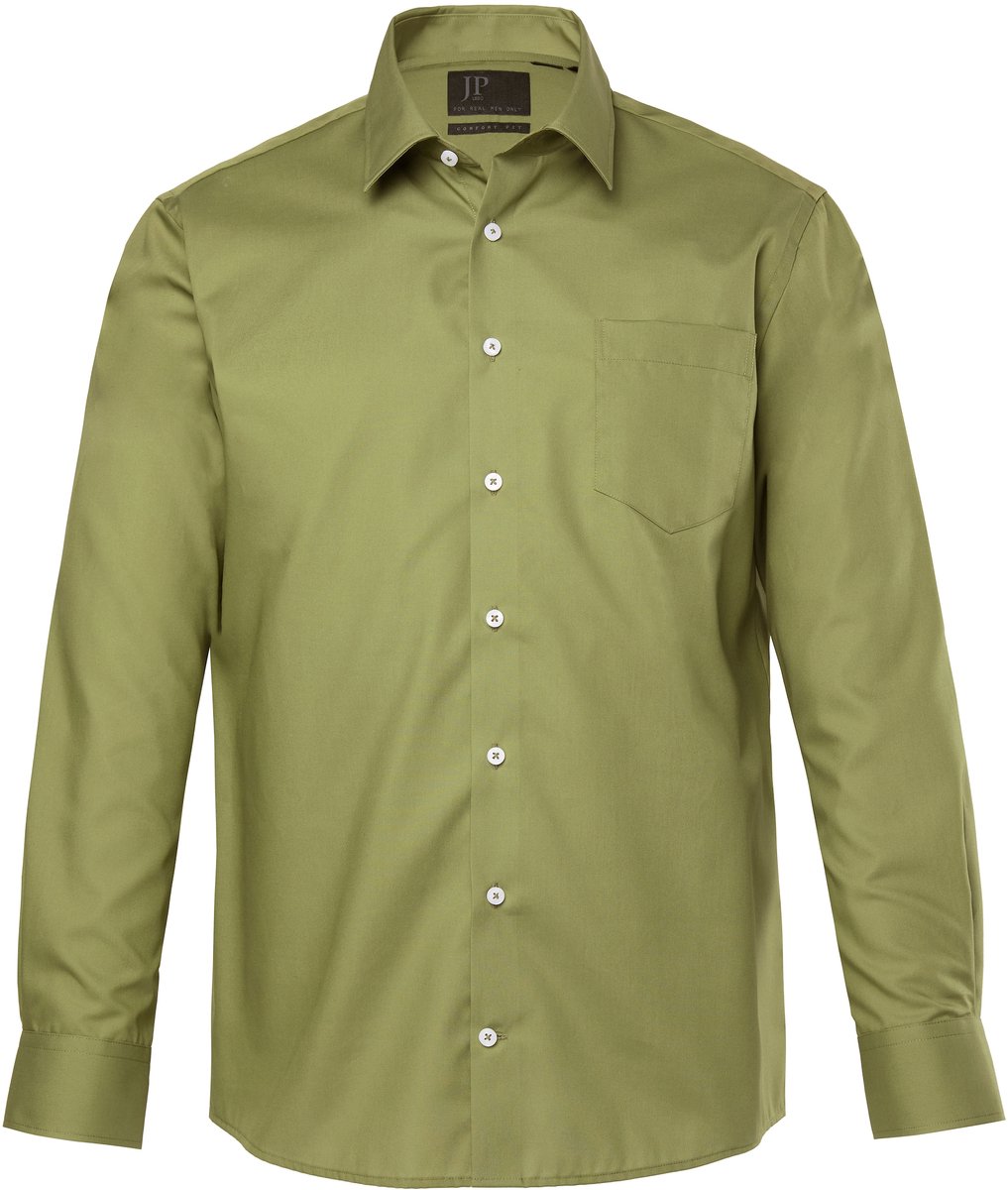 JP 1880 - Heren - Overhemd business strijkvrij kentkraag lange mouwen - Olijfgroen - Maat 8XL