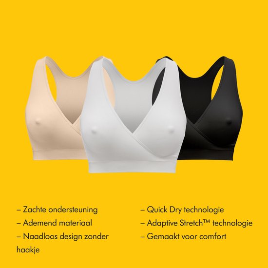 Medela Keep Cool Sleep bh - Naadloze slaapbh - Zwangerschapsbh - Voedingsbh met 2 ademende zones - Soft Touchmateriaal - Zwart - Maat XL