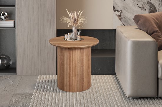 Table d'appoint Lagos | Ø50 x 46 cm | Old Oak design - Rousseau - Tables de coin - Brun - MDF - Tables de coin