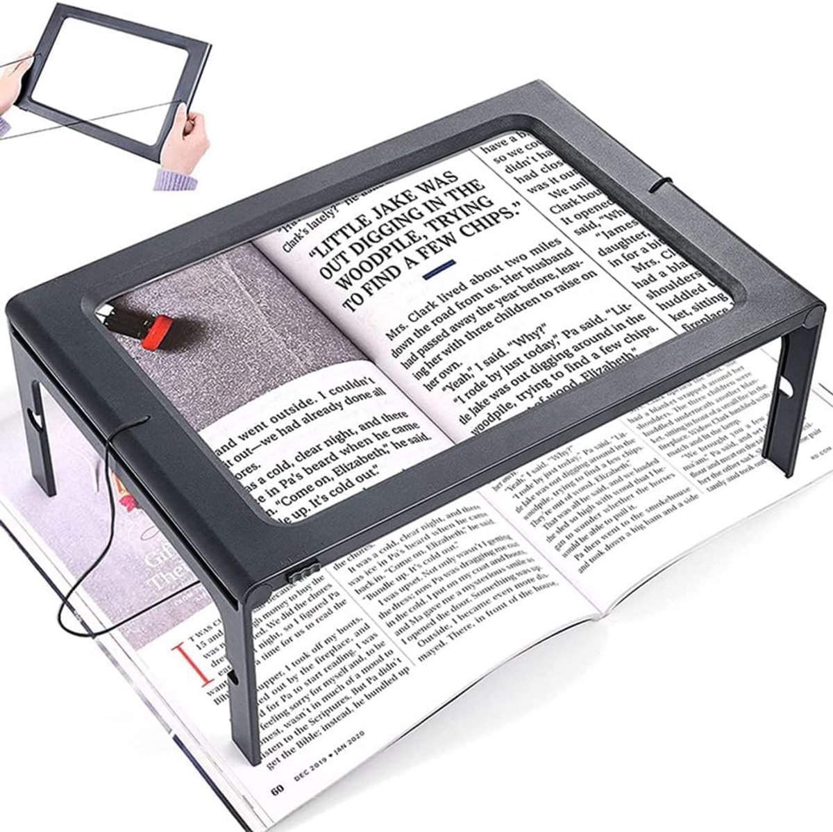IMPERATORIS® A4 Vergrootglas met USB en 12 LED-verlichting - Handheld Vergrootglas voor Kinderen & Senioren -Lichtgewicht & Duurzaam – Educatief Speelgoed voor Natuurverkenning - Lezen & Hobby’s - 3x - Zwart