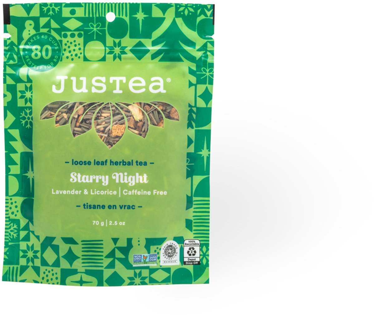 Justea | Navulverpakking Starry Night | 70g Lavender&lemongrass | Avondthee