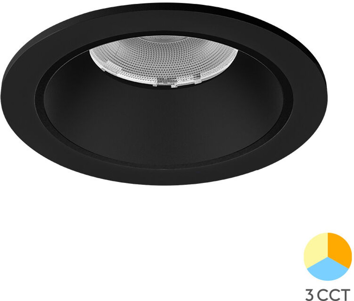 Braytron - LED inbouwlamp - 10W - Aanpasbare Kleur CCT - 1150 Lumen - Rond - Zwart - Buiten Diameter 85 mm